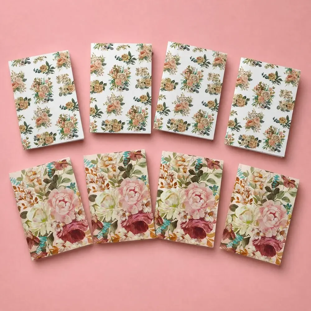 Cabbage Rose Watercolor Note Card Set of 8